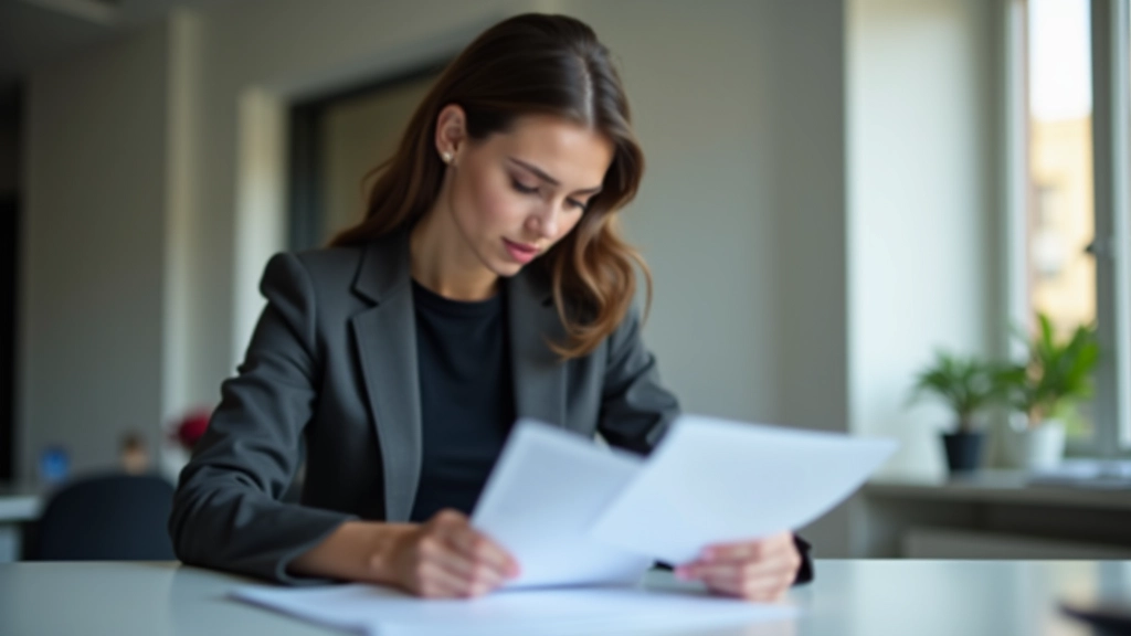 Employée examinent des documents de paie avec expressions concentrées dans un environnement professionnel moderne